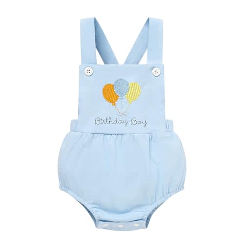 GRNSHTS Newborn Baby Boy 1st Birthday Outfit Summer Romper Sleeveless Jumpsuit Backless Overalls Outfits Cake Smash Party