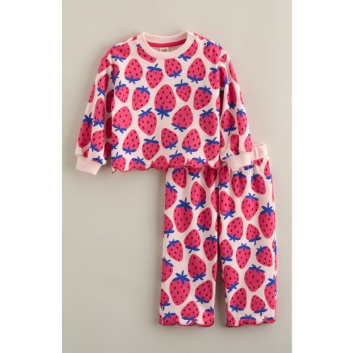 Scallop Hem Cotton Blend Top & Pants Set