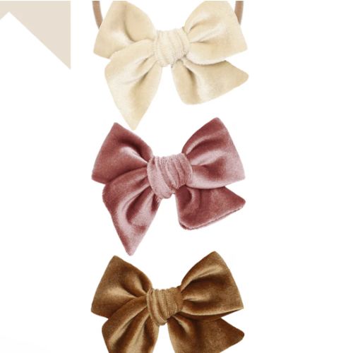 Velvet Bow 3 Pack: Rose Headbands