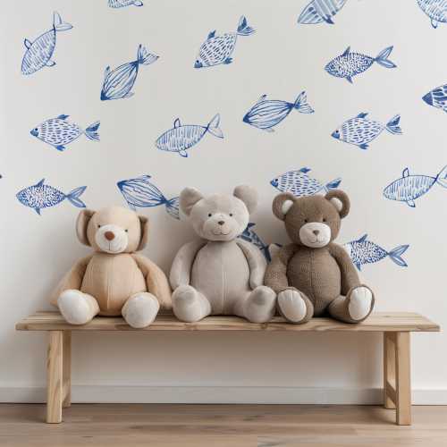Nautical Fish Wall Decals: Peel & Stick Watercolor Ocean Nursery Decor