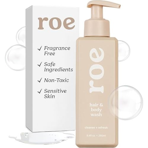 Roe Wellness- Toddler & Baby Body Wash & Shampoo Moisturizing Clean Ingredients | Suitable for Sensitive Skin, Fragrance-Free, Natural Vanilla Scent, Fresh Cleaning | 9.4 fl oz.
