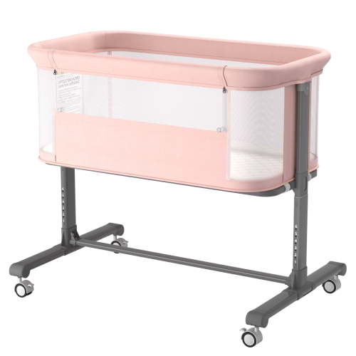 AILEEKISS Baby Bassinet with Wheels, Adjustable Height, Mesh Design, Pink