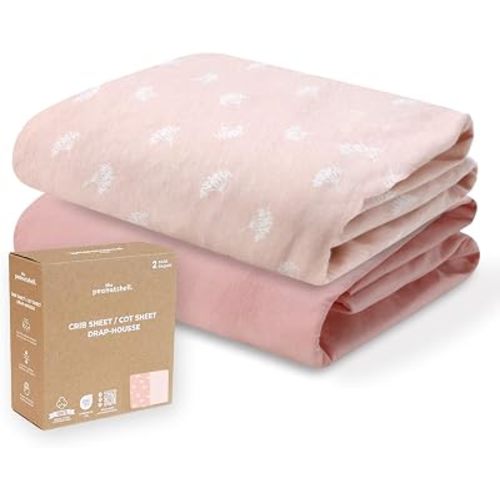 Organic Cotton Baby Crib Sheets Girl - 2pk Toddler Bed Sheets, Pink