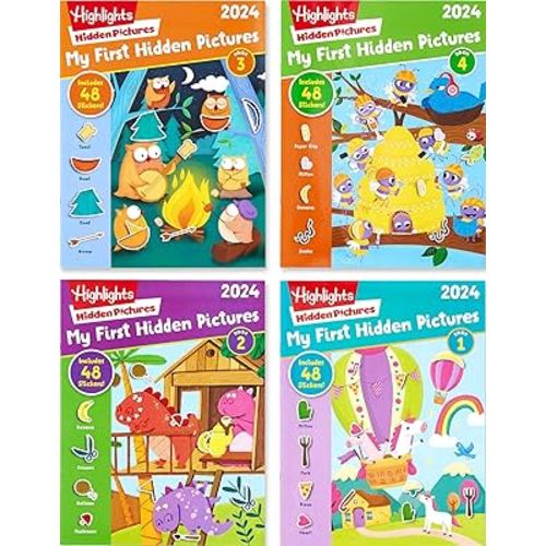 Highlights for Children My First Hidden Pictures 2024 Activity Books for Kids Ages 3-6, 4-Book Set of Travel-Friendly Screen Free Seek and Find Fun with Stickers
