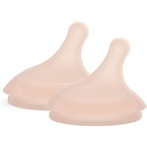 Suavinex Zero.Zero Adaptable Flow Asymmetrical Silicone Nipple, 2 Pack (0m+), Medium
