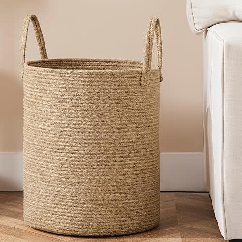 Laundry Basket, 72L Woven Laundry Hamper, Baby Nursery Hamper for Toys, Blanket Basket for Living Room, Clothes Hamper for Bedroom&Baby Room, Jute