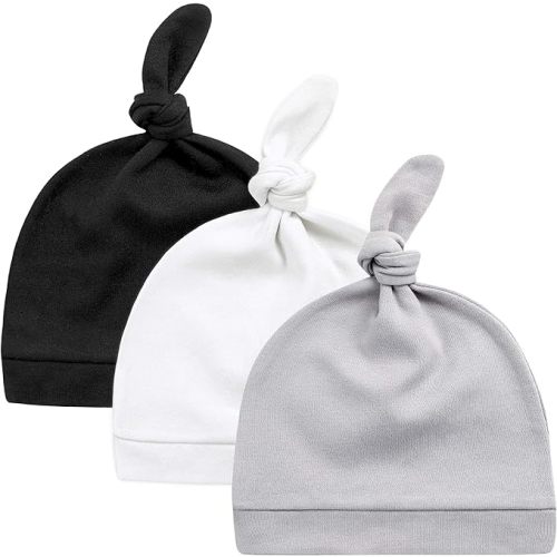 Kiddycare Infant Sun Hat | Preemie Hats for Baby Girl/Boy | Newborn Caps, Baby Beanie, Doctor Developed - Moonlit Mountains 3-6 Months - 3Pk