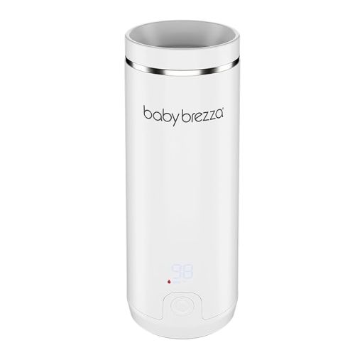 Baby Brezza Portable Warmer – 3X Faster Baby Bottle Warming - Travel Breastmilk and Formula Warmer - Safe, Even Heating - Up to 9oz - No Adapters, White