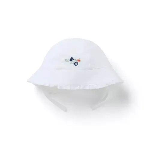 Baby White Baby Embroidered Strawberry Sun Hat by Janie and Jack