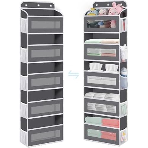 KYEVIS Over The Door Organizer, 5 Shelves Closet Door Hanging Storage and Organizer with 10 Mesh Pockets, Nursery Closet Organizer, Baby Essentials, Stuffed Animal Storage