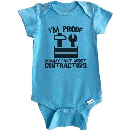 I'm Proof Mommy Can't Resist Contractors Funny Construction Baby Bodysuit (100% Cotton)