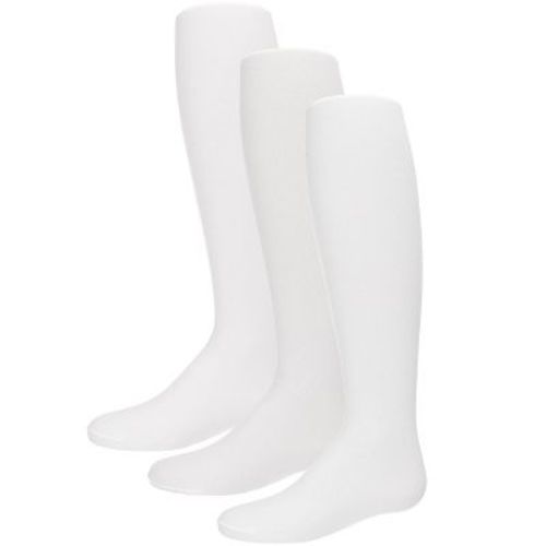 Memoi Infant Girl's Solid Nylon Opaque Basic Non-Binding Tights 3 Pack White-White-White 6-12 Months