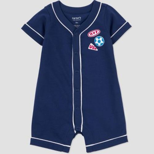 Carter's Just One You® Baby Boys' 4th of July Soccer Short Sleeve Romper - Blue 3M