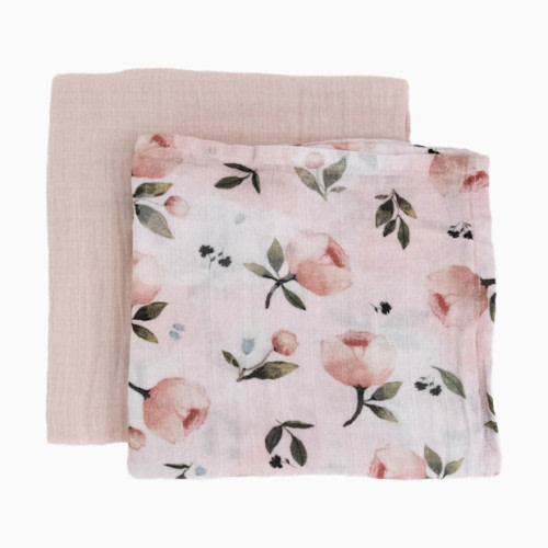 Organic Cotton Muslin Swaddle Blanket 2 Pack - Watercolor Floret