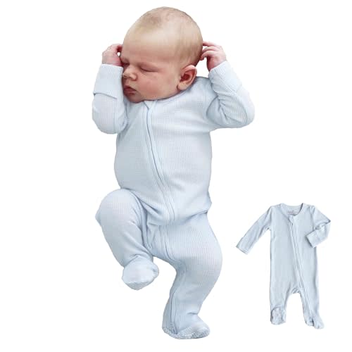 Caden Lane Waffle Zipper Footie | Ice Blue