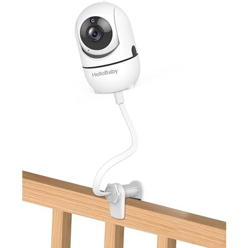HelloBaby Monitor Clip Mount for HB6550/ HB6560/ HB65/ HB66/ HB6351/ HB40/ HB6339/ HB6336/HB6081, Flexible Crib Clamp Mount Long Gooseneck Arm, Indoor Without Tools or Wall Damage