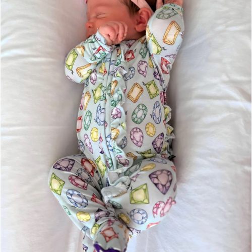 Rainbow Gem Ruffled Footie