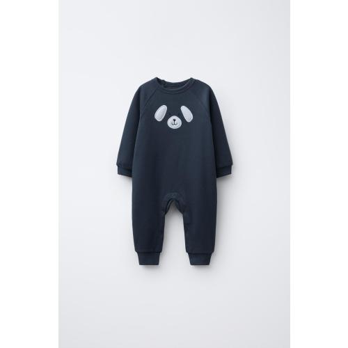 EMBROIDERED PUPPY PLUSH JUMPSUIT - Deep blue | ZARA United States
