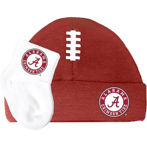Alabama Crimson Tide Baby Brown Football Cap and Socks 0-6 months