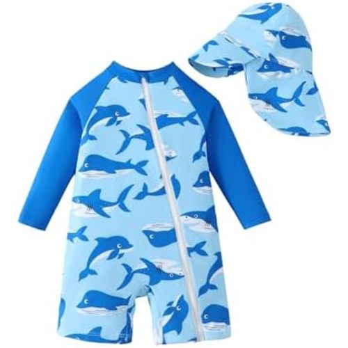 Baby Boy Girl Swimsuit Rash Guard Swimwear Zipper Toddler One Piece Bathing Suit Unisex Sun Protection Sunsuit