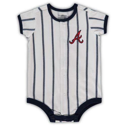 Newborn Atlanta Braves White/Navy Power Hitter Short Sleeve Bodysuit