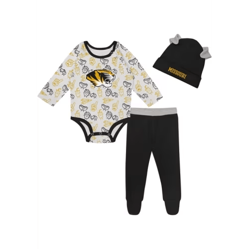 Missouri Tigers Infant BLACK Little Champ LS and Hat Top and Bottom Set - 133422147