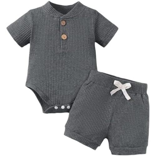 Jecson Newborn Boy Clothes Baby Boy Outfits Set Baby Boy Summer Clothes Soft Cotton Short Sleeve Top and Shorts for 0-18M