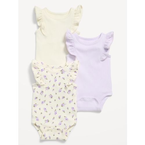 Ruffle-Trim Ribbed Bodysuit 3-Pack for Baby | Old Navy