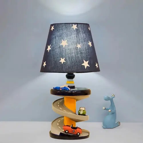 Table Lamp, Adorable 14 Inch Racing Road Style Kids Desk Lamp, Car Bedside Lamp Ideal for Children's Bedroom Decor, Includes LED Bulb, speed track, HB-LFL905