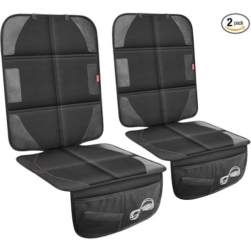 LUILANC Car Seat Protector with Thickest Padding,Waterproof 600D Fabric Child Baby Seat Protector with Storage Pockets,Non-Slip Pets Cover Leather Reinforced Vehicle Seat 2 Pack