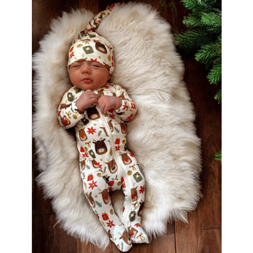 2-Way Zip Footie, Reindeer Friends