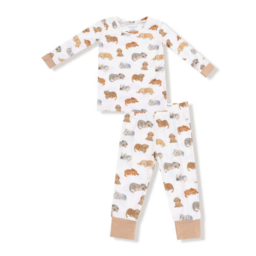 Long Sleeve Loungewear Set, Napping Puppies