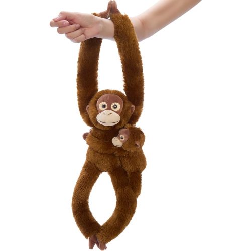 Tezituor 17.7" Hanging Monkey Stuffed Animal with Baby, Long Arm Monkey Plush Toy Set, Cute Mother and Baby Monkey Toys for Kids, Nursery Decor, Birthday Gifts for Boys Girls