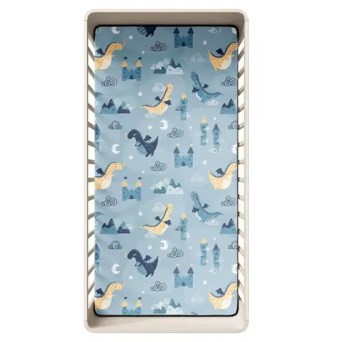 Organic Cotton Percale Crib Sheet Dragons — Root to Leaf