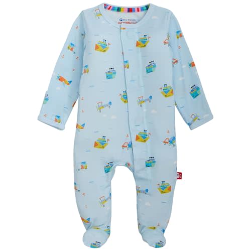 Magnetic Me Boys Modal Magnetic Baby Footie Pajamas | Silky Soft Modal Fabric | Baby Sleepers