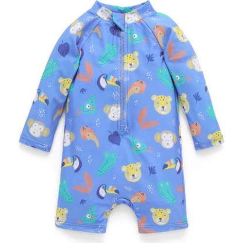 Printed Longsleeve Swim Sunsuit, 0-3M
