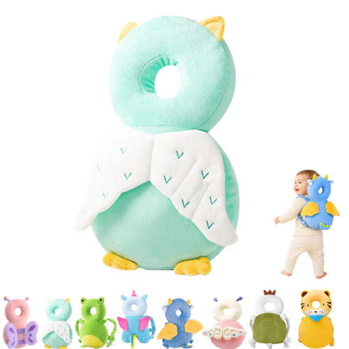 Baby Head Protector Backpack,Blue Dinosaur Toddler Pillow Backpack with Adjustable Shoulder Straps,Soft PP Cotton Back Cushion for Crawling Sitting and Supervised Daily Use for 6-24M+