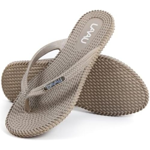 LAVAU Flip Flops for Women, Waterproof Non Slip Thong Sandals for Shower Beach Pool, 100% Recyclable