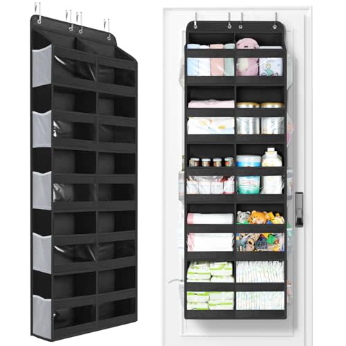 Yecaye 5-Tier Over The Door Organizer Dual-Column, 80lbs Load Over The Door Storage of 10 Compartments, Heavy Duty Extra Large Door Organizer Hanging for Bedroom Closet Nursery Bathroom Pantry, Black