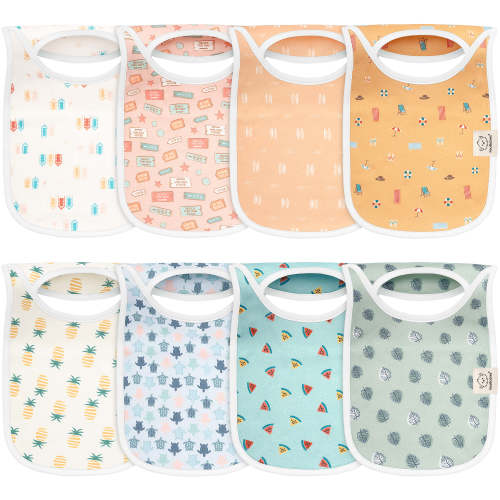 8-Pack Hallo Drool Bibs - Beach Day / One Size