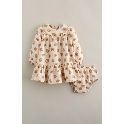 Long Sleeve Cotton Gauze Dress & Bloomers