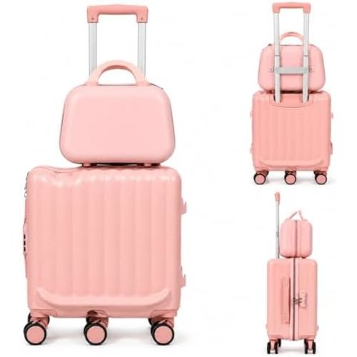 20" Kids Ride-On Luggage, Rideable Carry-On Suitcase with 6 Spinner Wheels, Hard Shell Travel Case, Retractable Handle & Foot Pedal (Pink With Small Suitcase)