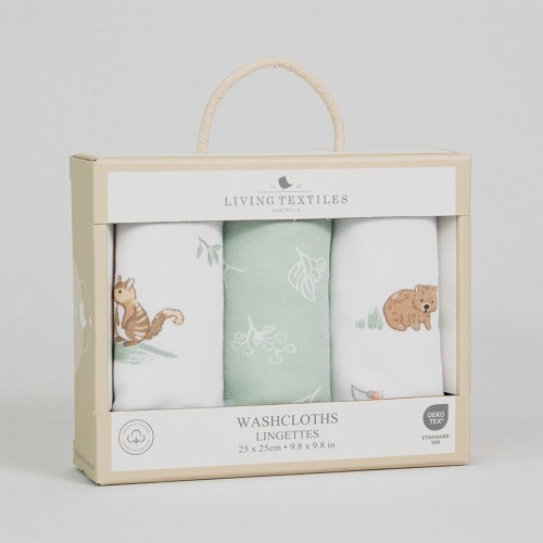 Living Textiles Wash Cloths 3 Pack Australiana