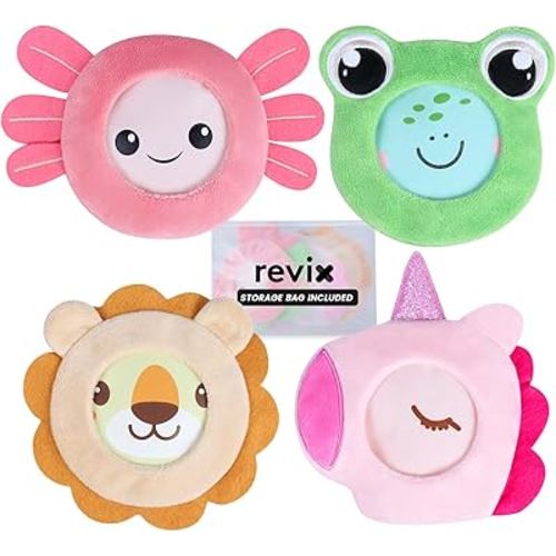 REVIX Kids Ice Packs - Reusable Gel Cold Packs for Toddlers and Babies, Soft Cloth Covers with 4 Cute Animal Designs, Hot & Cold Compress for Comfort, Soothing, Relaxation, and Everyday Bumps