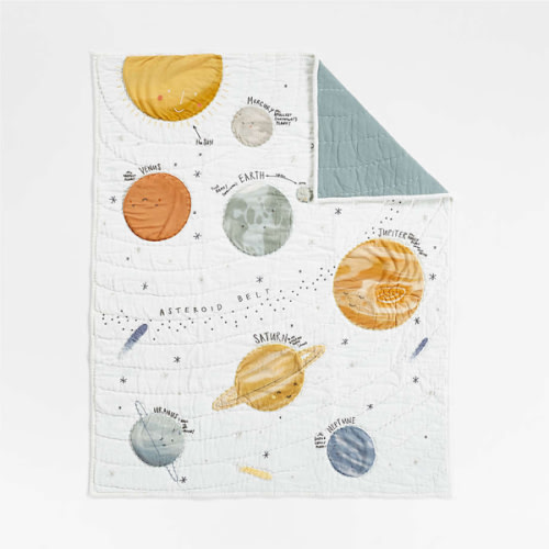 Outer Space 100% Organic Cotton Baby Crib Quilt