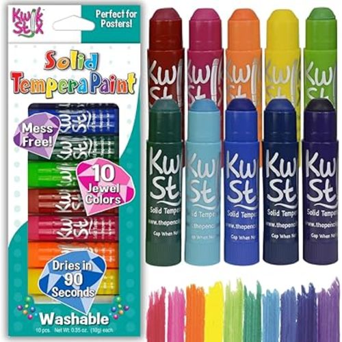 Kwik Stix Tempera Paint, Jewel Tones, 10 Colors