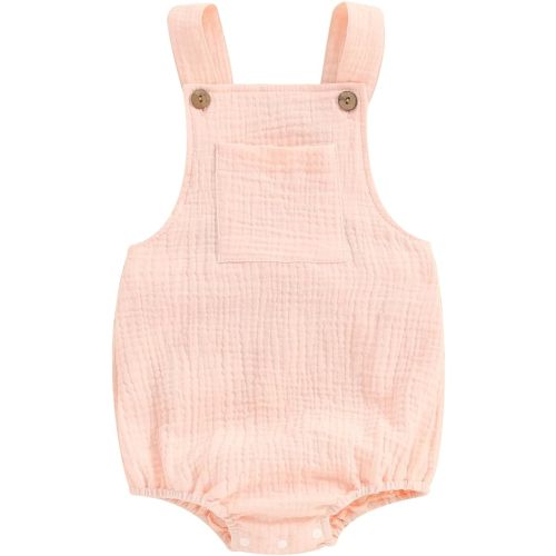 Newborn Baby 1 Piece Summer Romper Baby Girl Boy Solid Color Jumpsuit Sleeveless Backless Overalls Outfits