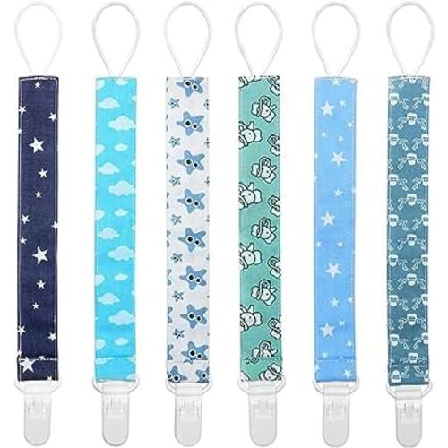 Yoofoss Pacifier Clip for Boys and Girls 6 Pack Plastic Teething Clips Modern Designs Universal Holder Leash for Pacifiers Teething Toy and Soothie