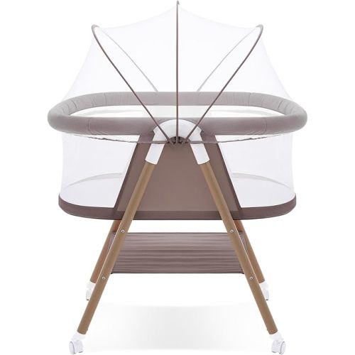Baby bassinets,3 in1 Baby Crib, Sturdy, Portable & Easy to Assemble,Mosquito net and Portable Bag Included. (Khaki)