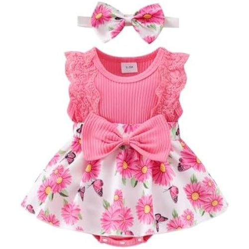Baby Girl Newborn Lace Romper Dress Sleeveless Summer Outfits 0-12M